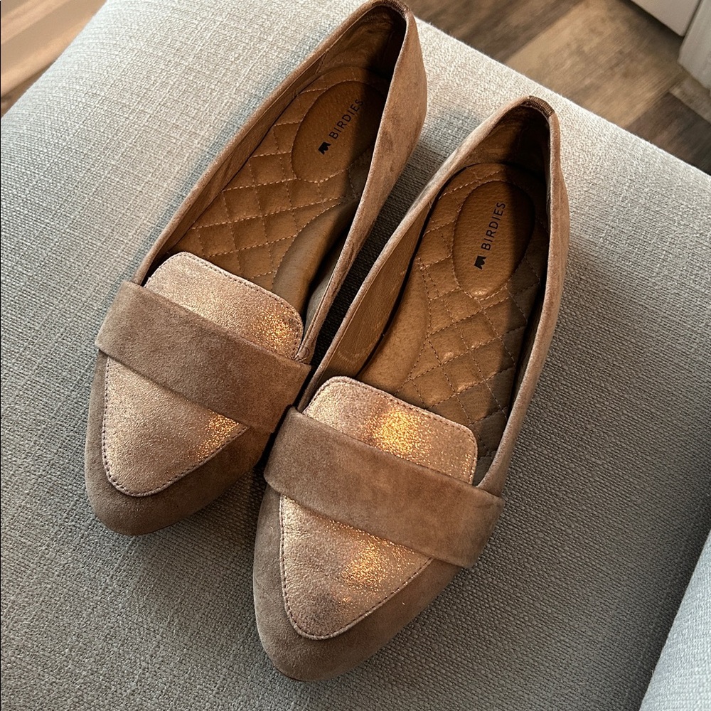 Birdies THE BLACKBIRD In Oak Shimmer Suede Flats